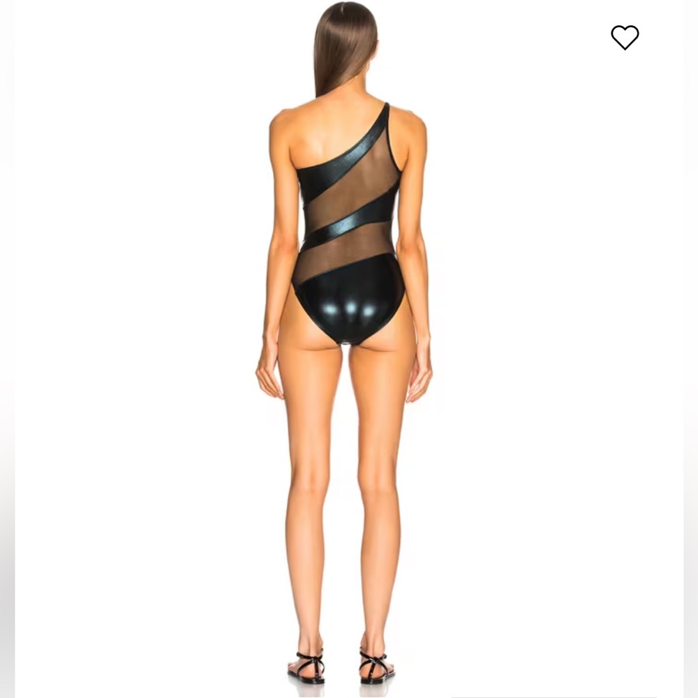 NORMA KAMALI black foil Snake Mesh Stripe One Piece Swimsuit - Picture 3 of 6